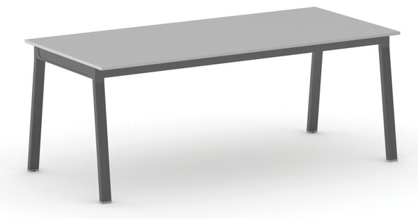 Stół konferencyjny do biura PRIMO BASIC, 200x90 cm, czarna podstawa, szary