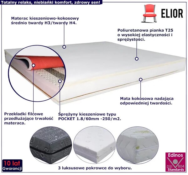 Materac kieszeniowy z matą kokosową 80x200 G0-C75