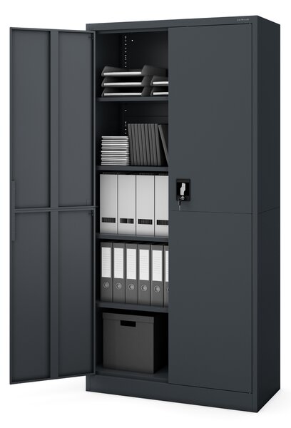 Biurowa szafa metalowa JAN, 900 x 1850 x 400 mm, Smart: antracytowa
