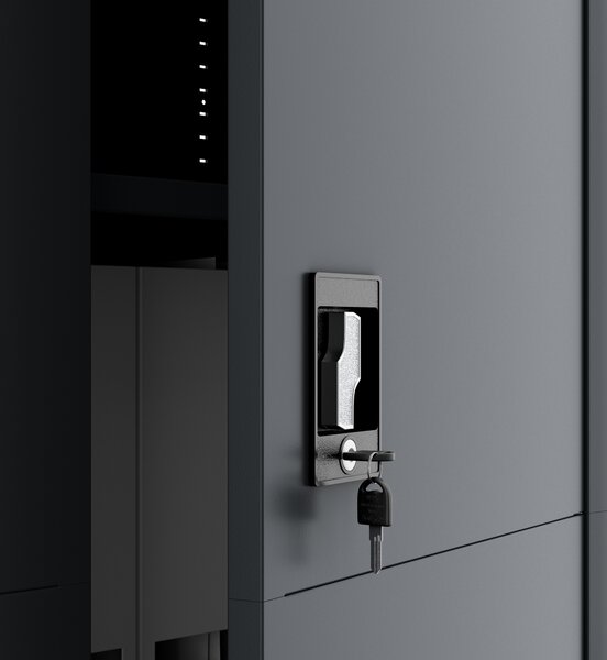 Biurowa szafa metalowa JAN, 900 x 1850 x 400 mm, Smart: antracytowa