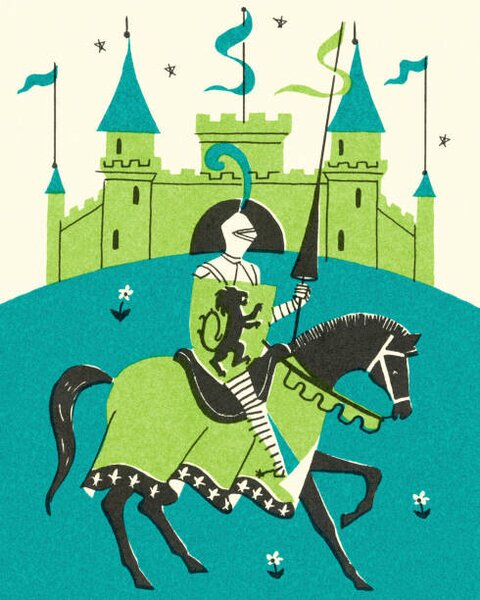 Ilustracja Medieval Castle and Knight, CSA-Printstock