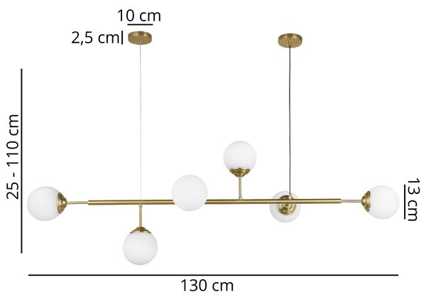 NOWOCZESNA LAMPA WISZĄCA SZCZOTKOWANE ZŁOTO FINO W6