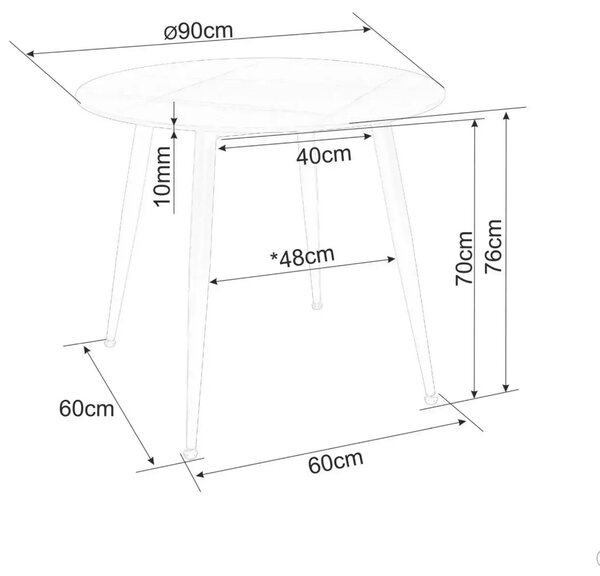 Okrągły stół jadalniany NELVO 90 cm, trawertyn/kaszmir