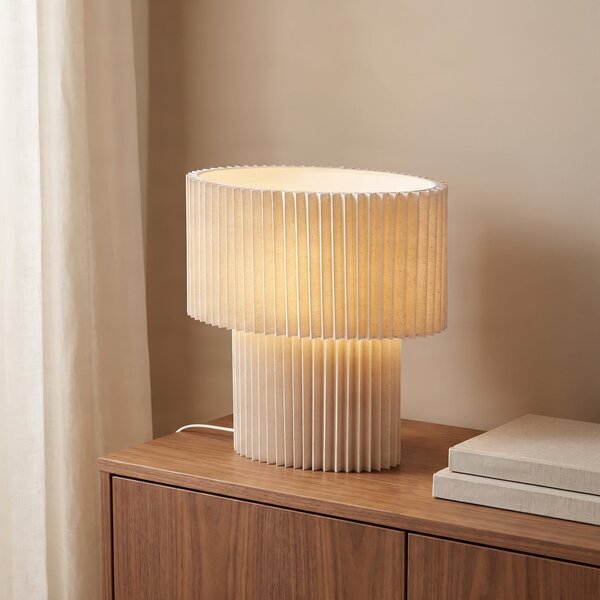 Lampa Stołowa Lindby, Tazia, beżowy, salon, tkanina | tekstylia