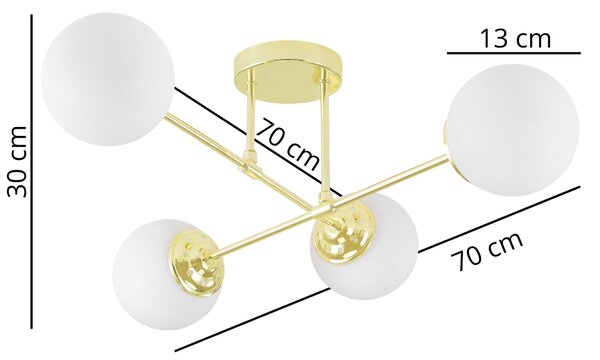 LAMPA WISZĄCA SUFITOWA ŻYRANDOL NOWOCZESNA ZŁOTO KLASYCZNE BIAŁE KULE FINO 4 LED