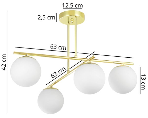 LAMPA SUFITOWA WISZĄCA ŻYRANDOL NOWOCZESNA ZŁOTO KLASYCZNE BIAŁE KULE LEDO 4