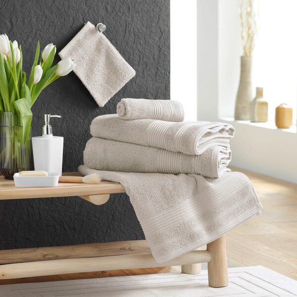 Beżowy bawełniany ręcznik kąpielowy frotte 70x130 cm Tendresse – douceur d'intérieur