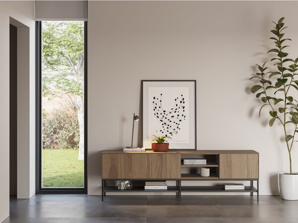Szafka pod TV w dekorze dębu w naturalnym kolorze 180x55x35 cm Amira – Marckeric