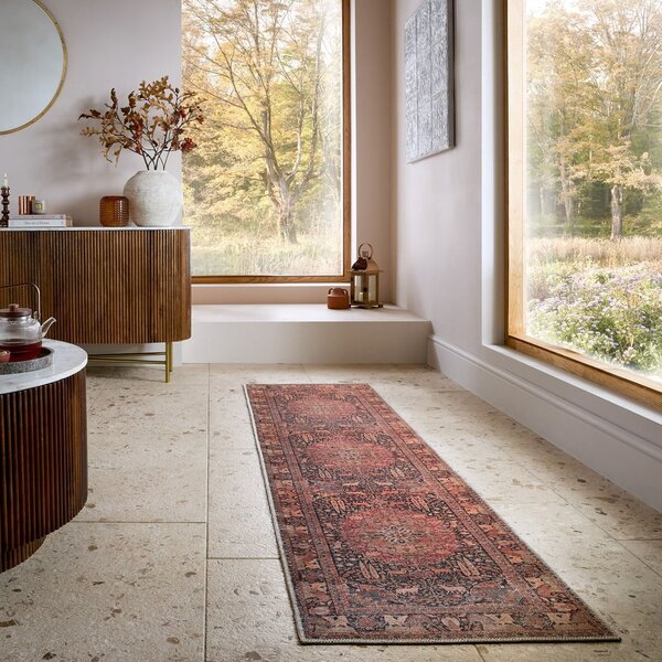 Bordowy chodnik odpowiedni do prania 60x230 cm Nico Global – Flair Rugs