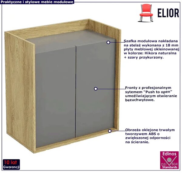 Szafka modułowa dwudrzwiowa hikora + szary przykurzony H4-N23