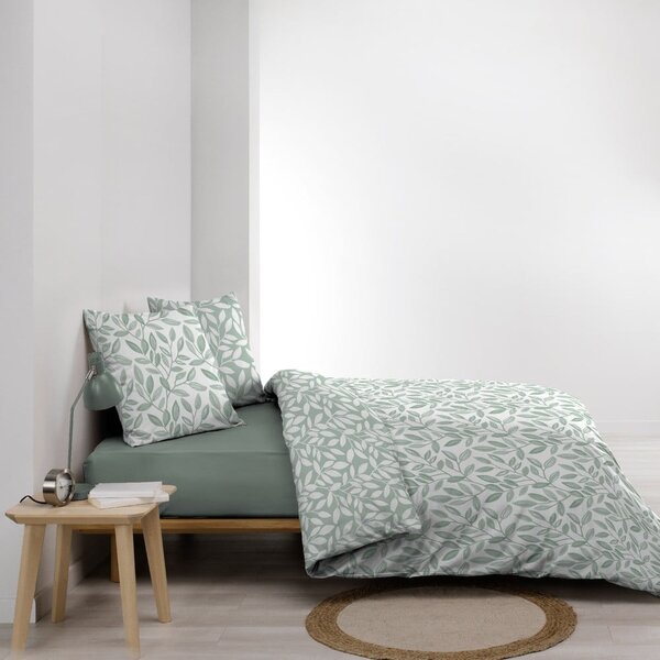 Biało-zielona pościel dwuosobowa z mikrowłókna 240x220 cm Sequoia – douceur d'intérieur