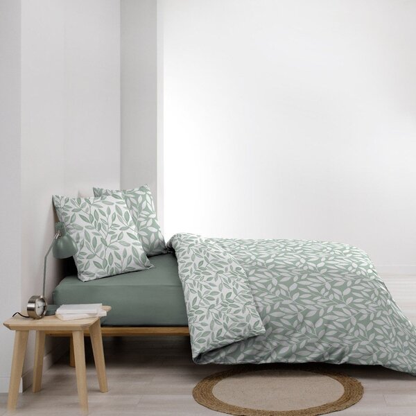 Biało-zielona pościel dwuosobowa z mikrowłókna 240x220 cm Sequoia – douceur d'intérieur