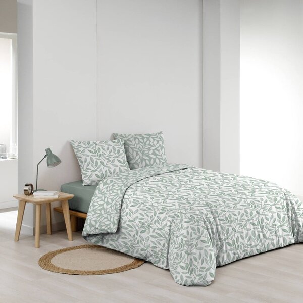 Biało-zielona pościel dwuosobowa z mikrowłókna 240x220 cm Sequoia – douceur d'intérieur