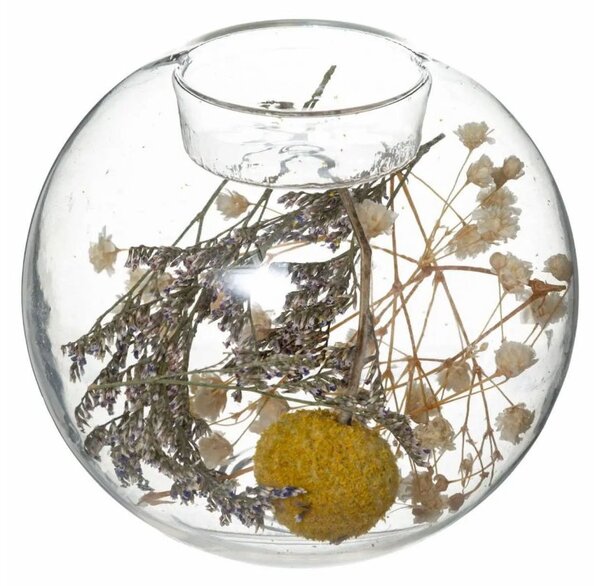 Świecznik szklany z suszonymi kwiatami Scenta