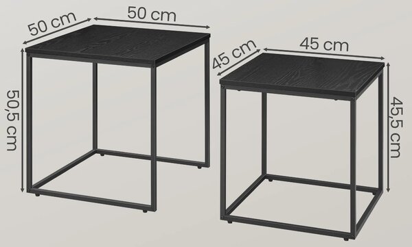 Komplet 2 czarnych kwadratowych stolików kawowych P7-B32
