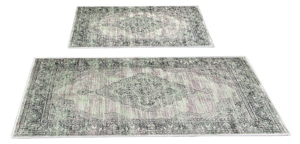 Zielono-szare dywaniki łazienkowe zestaw 2 szt. 60x100 cm – Foutastic