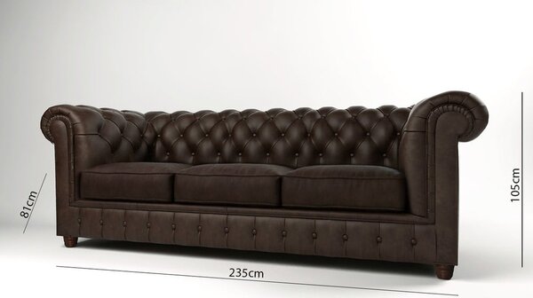 Ciemnobrązowa aksamitna sofa 230 cm Cambridge – Ropez