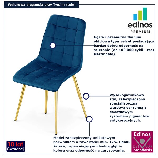 Granatowe pikowane krzesło w stylu glamour S6-P09