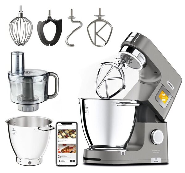 Robot kuchenny planetarny KENWOOD KWL90.244SI Titanium Chef Patissier XL 1400W z wagą i funkcją podgrzewania (2 misy)