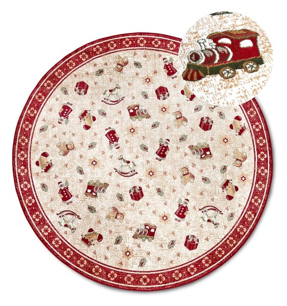 Czerwony okrągły dywan z mieszanki bawełny ze świątecznym motywem ø 160 cm Toy's Delight Red Christmas – Villeroy&Boch