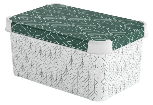 Biały/zielony plastikowy pojemnik z pokrywką 29,5x19,5x13,5 cm S – Curver