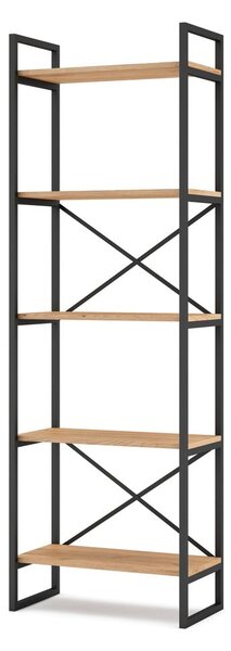 Czarno-naturalny regał w dekorze dębu 58x175 cm Dusan – Marckeric