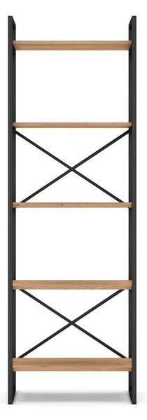 Czarno-naturalny regał w dekorze dębu 58x175 cm Dusan – Marckeric
