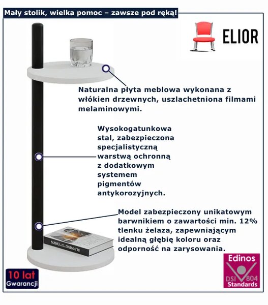 Biały stolik pomocniczy C3-H15