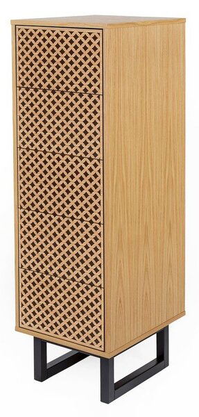 Komoda z drewna brzozowego Woodman Mora Narrow Diamond Print