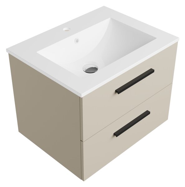 Szafka łazienkowa kaszmir 60 cm z białą umywalką Sink Quality Gaia 60