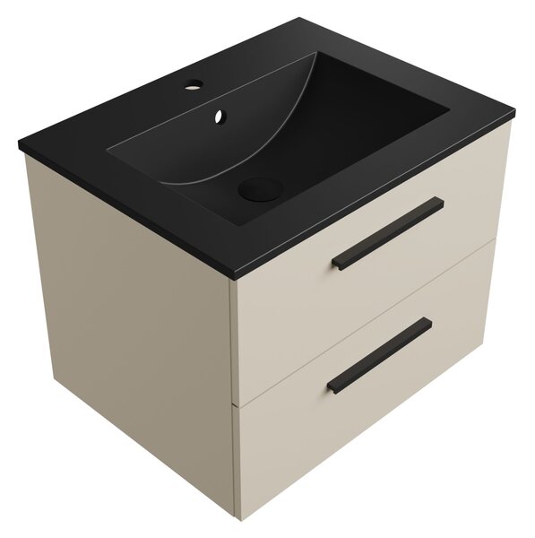Szafka łazienkowa kaszmir 60 cm z czarną umywalką Sink Quality Gaia 60