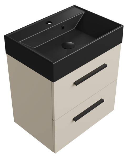 Szafka łazienkowa kaszmir 50 cm z czarną umywalką Sink Quality Aura 50