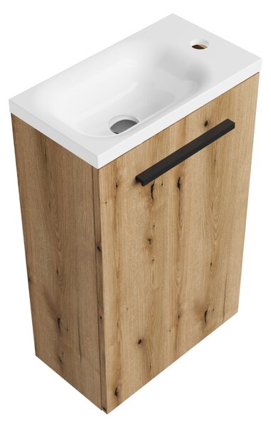 Szafka łazienkowa dąb 40 cm z białą umywalką Splita Sink Quality Irys