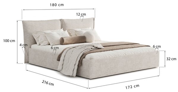Łóżko Pillow 160x200, tkanina WIND 05, stelaż metalowy