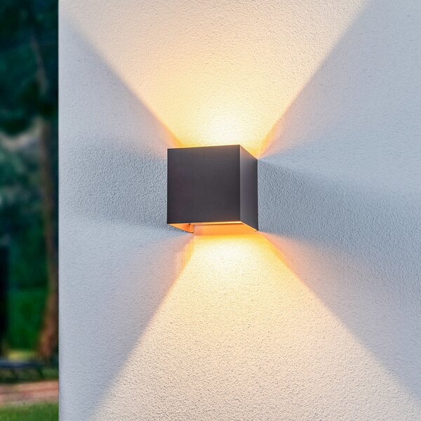 Zewnętrzna Lampa Lindby, Nivar, czarny, balkon, metal, nowoczesny