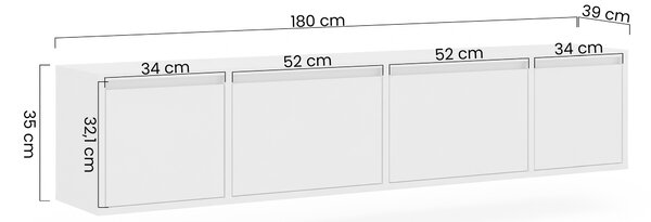 Szafka RTV czterodrzwiowa Zolia 180 cm wisząca - orzech elegant