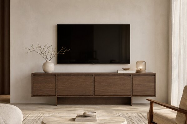 Szafka RTV czterodrzwiowa Zolia 180 cm na cokole - orzech elegant