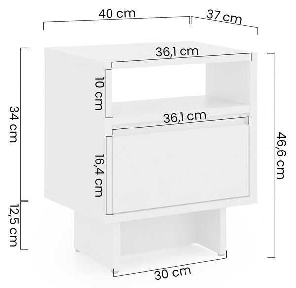 Szafka nocna Zolia 40 cm z szufladą na cokole - kaszmir