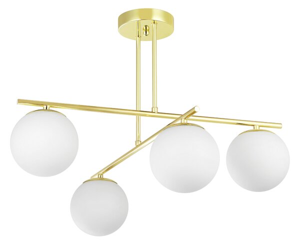 LAMPA SUFITOWA WISZĄCA ŻYRANDOL NOWOCZESNA ZŁOTO KLASYCZNE BIAŁE KULE LEDO 4