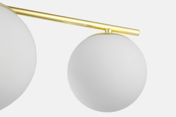 LAMPA SUFITOWA WISZĄCA ŻYRANDOL NOWOCZESNA ZŁOTO KLASYCZNE BIAŁE KULE LEDO 4