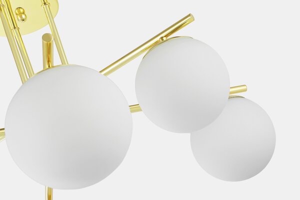 LAMPA SUFITOWA WISZĄCA ŻYRANDOL NOWOCZESNA ZŁOTO KLASYCZNE BIAŁE KULE LEDO 6