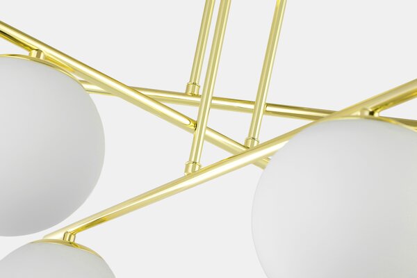 LAMPA SUFITOWA WISZĄCA ŻYRANDOL NOWOCZESNA ZŁOTO KLASYCZNE BIAŁE KULE LEDO 6