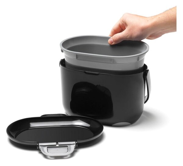 Czarno-szary pojemnik na odpadki organiczne Addis Caddy, 2,5 l