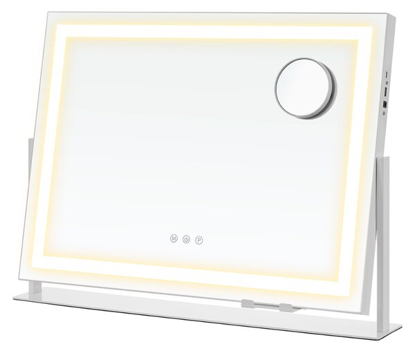 Lustro kosmetyczne DAHLIA z oświetleniem LED, 10x62,5x45,8 cm, biała SongmicsHome