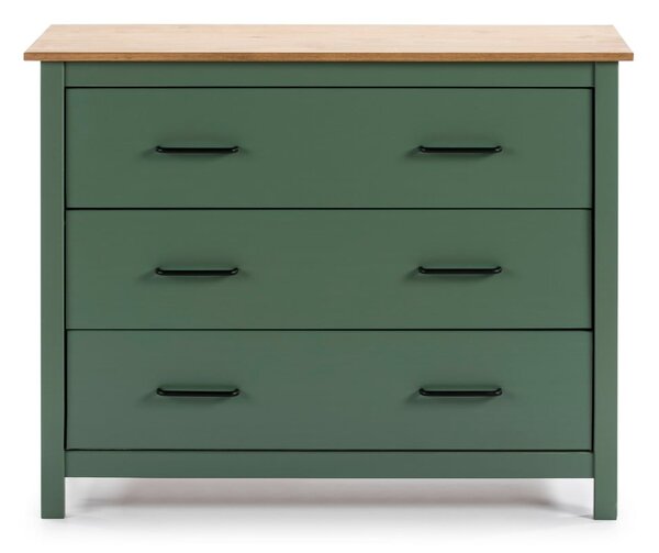 Zielono-naturalna niska komoda z litego drewna sosnowego 100x80 cm Miranda – Marckeric