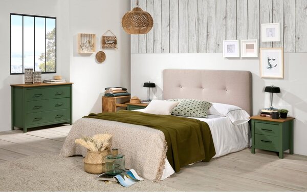 Zielono-naturalna niska komoda z litego drewna sosnowego 100x80 cm Miranda – Marckeric