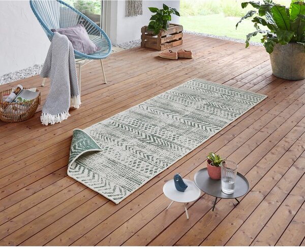 Zielono-kremowy chodnik odpowiedni na zewnątrz NORTHRUGS Biri, 80x250 cm