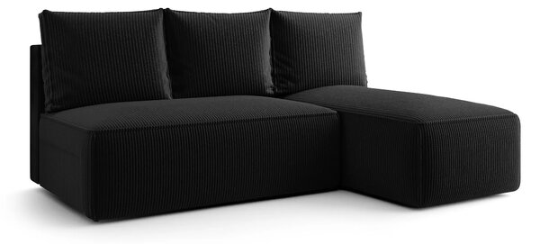 Czarna rozkładana sofa narożna z funkcją spania C6-A00