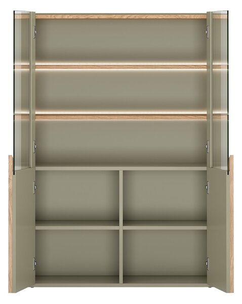 Witryna Amilio 100 cm dwudrzwiowa - eukaliptus / dąb baltic dune / uchwyty dąb naturalny