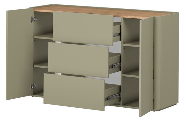 Komoda Elivo 150 cm z szufladami - eukaliptus / dąb baltic dune
